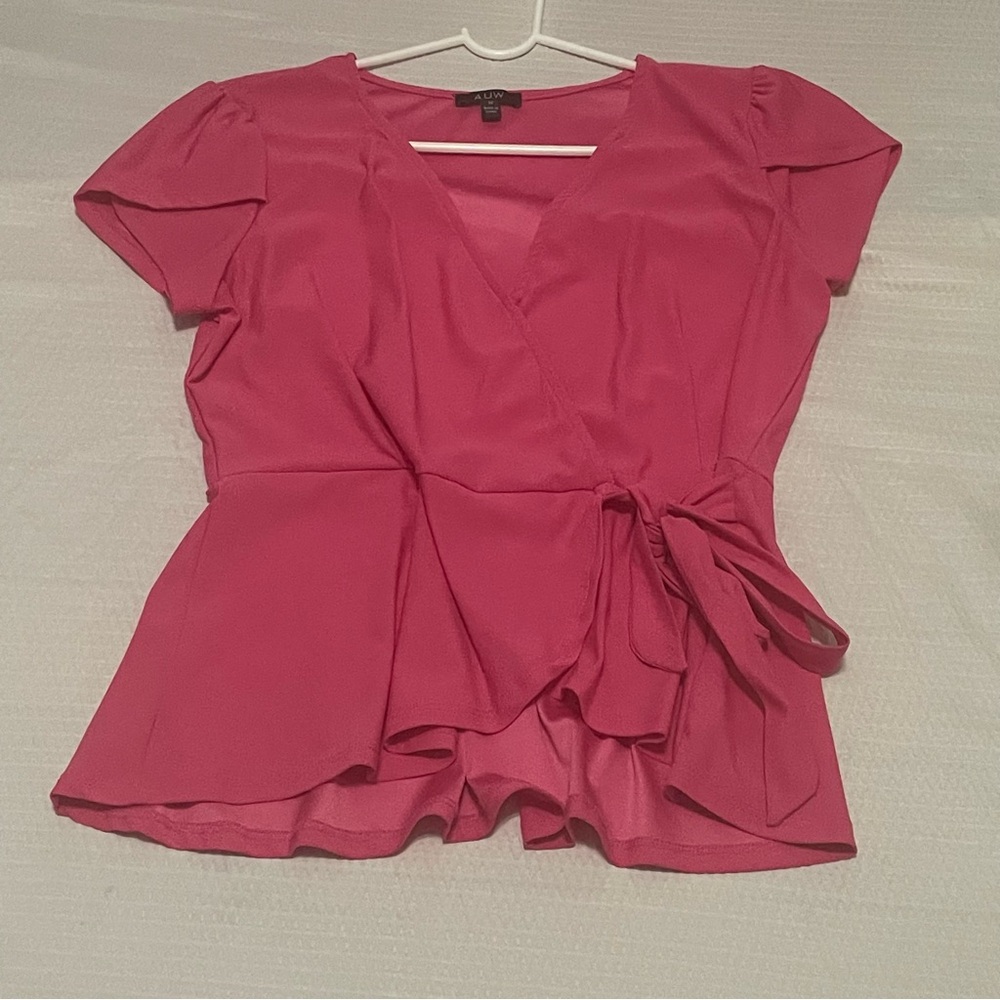 Chic Fuchsia Wrap Blouse